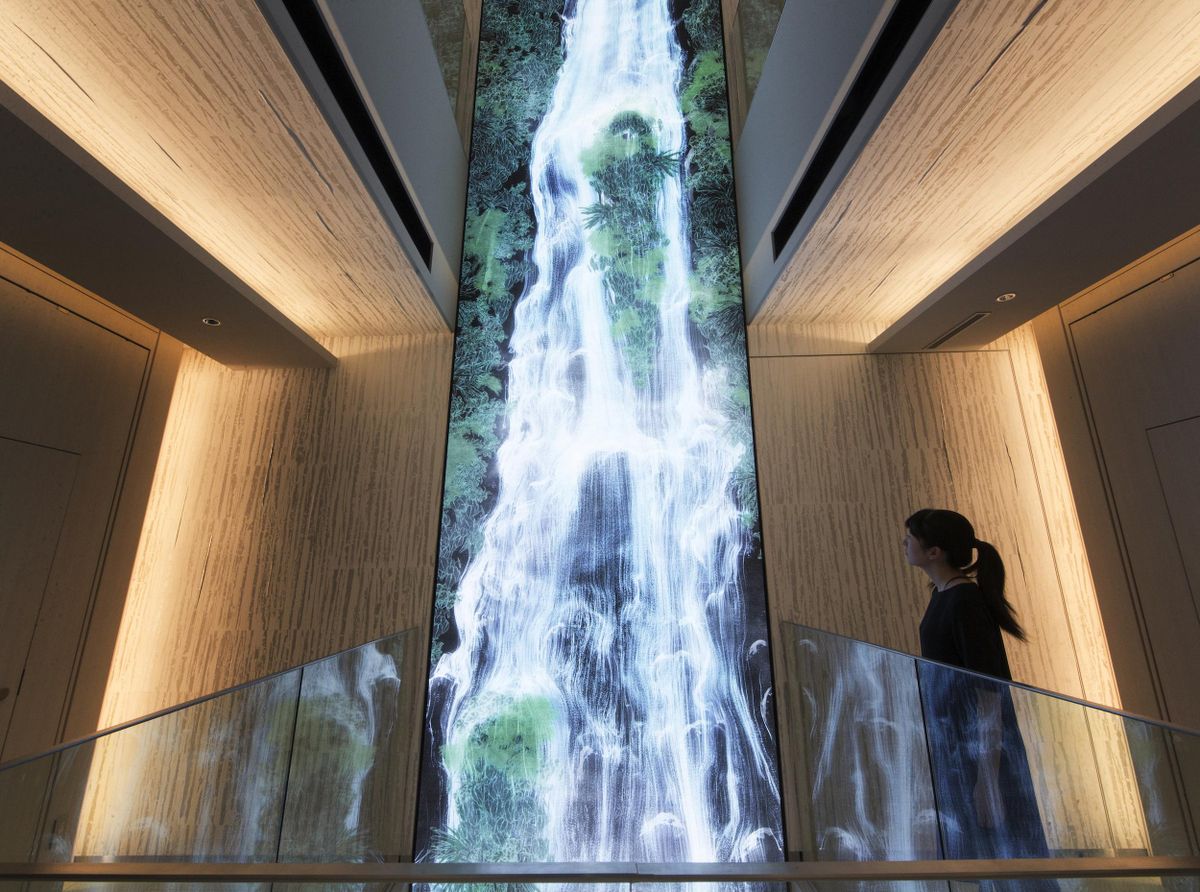 Universe of Water Particles on the Living Wall | teamLab