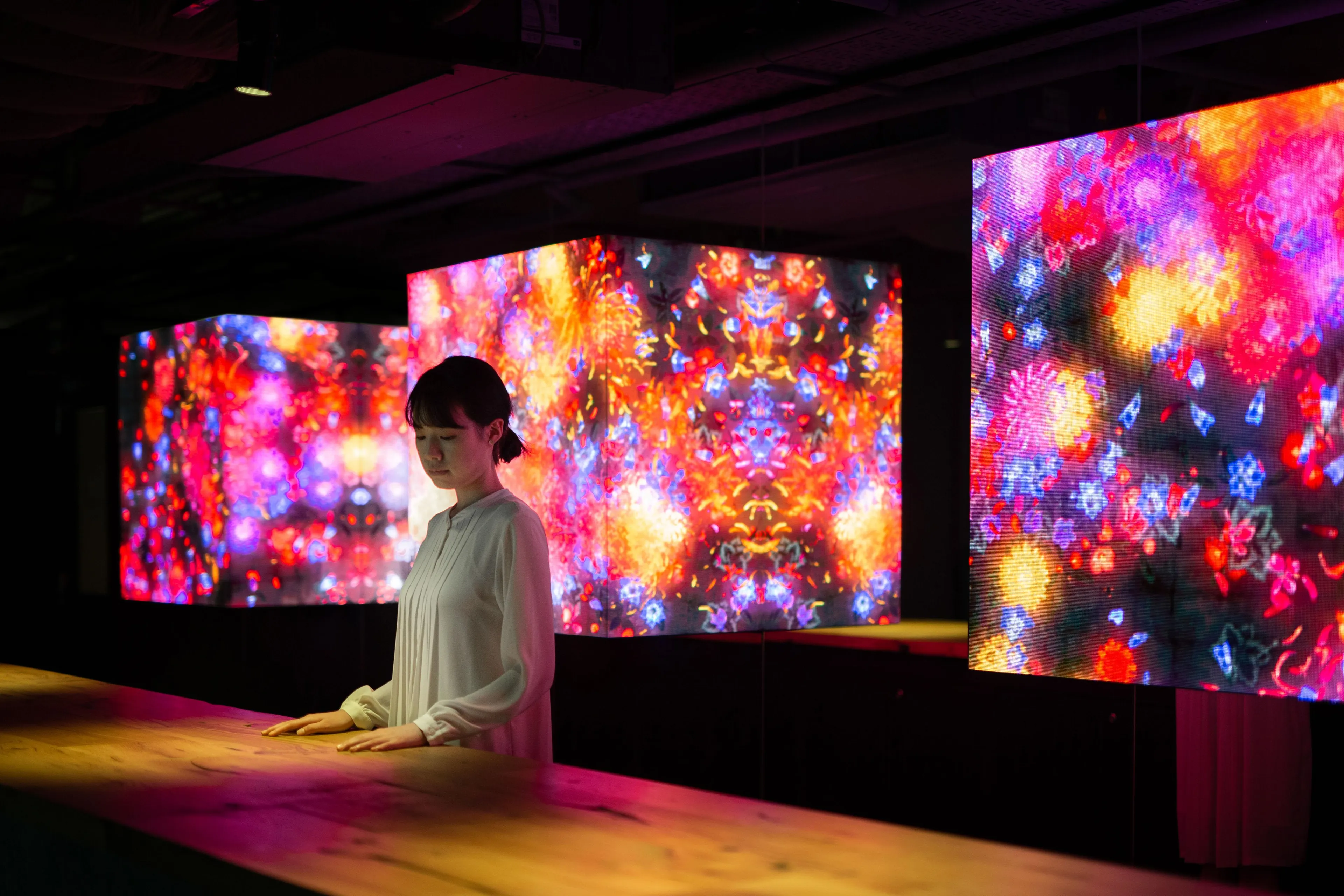 Continuous Life in Cubes of Light - Copper | teamLab
